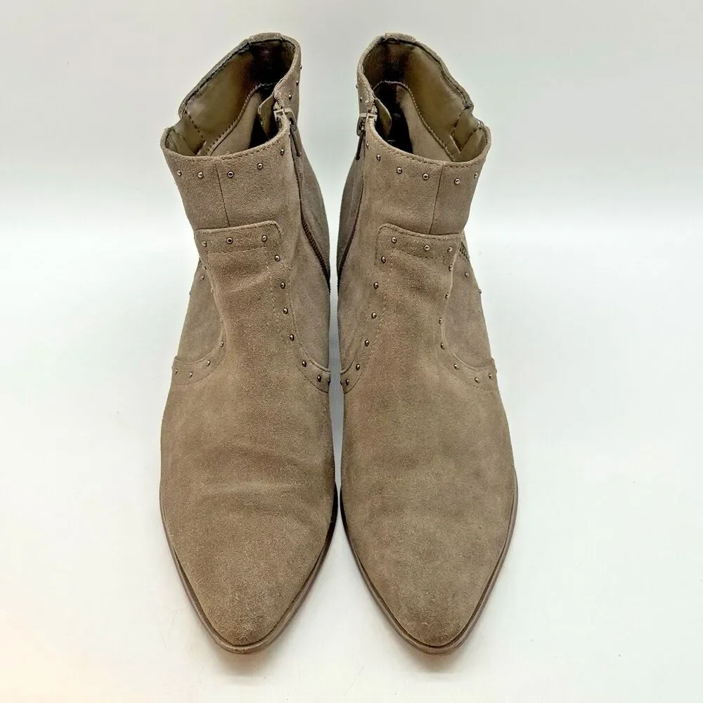 Marc Fisher Wanida Ankle Bootie Women's 11M Gray Suede Leather Studded Side Zip